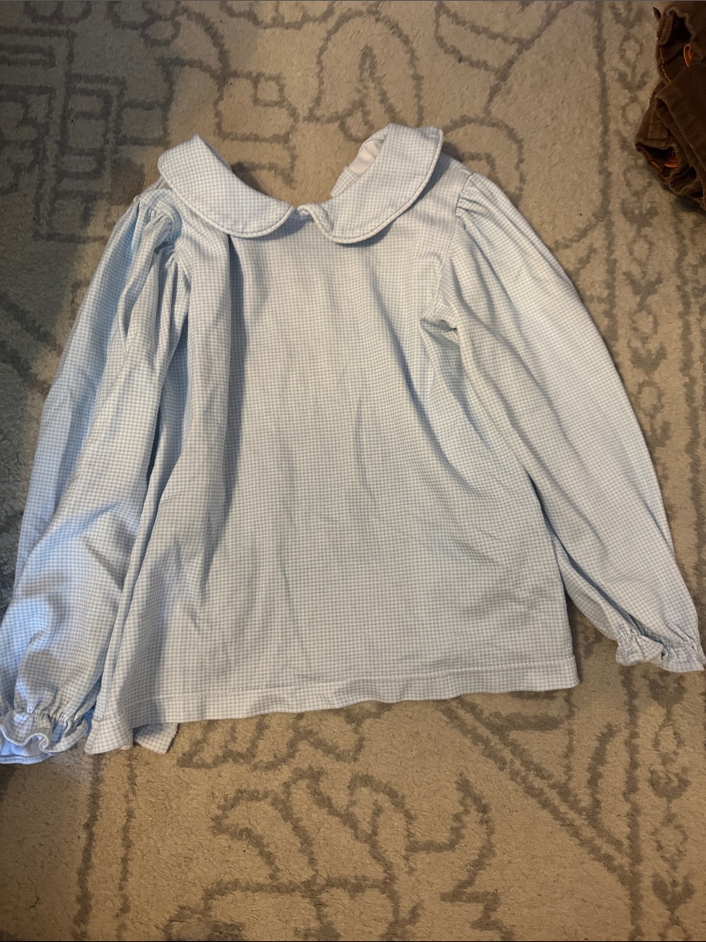 Little English Light Blue Gingham Peter Pan Collar Blouse